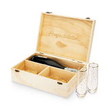Celebrate Wood Champagne Box with Set of Flutes